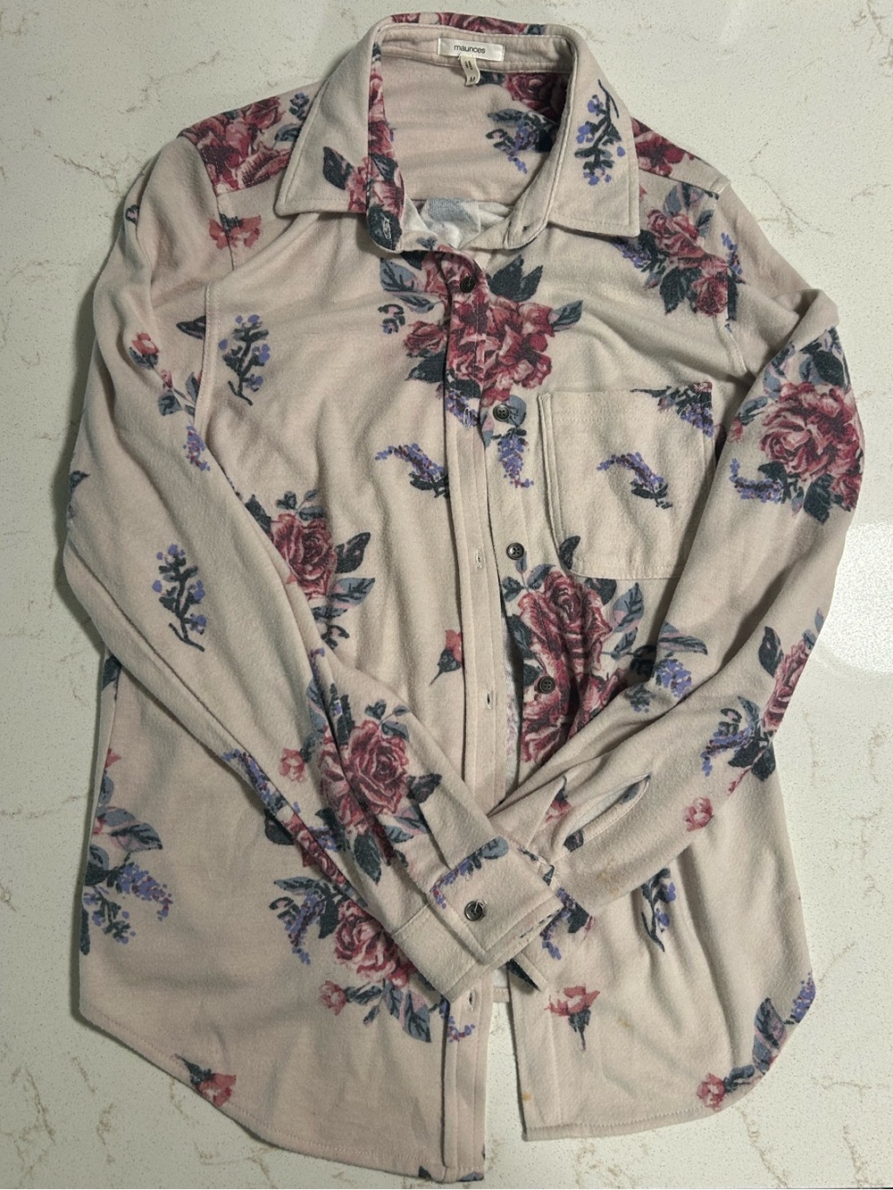 Maurices Dusty Pink Floral Button-Down Shirt